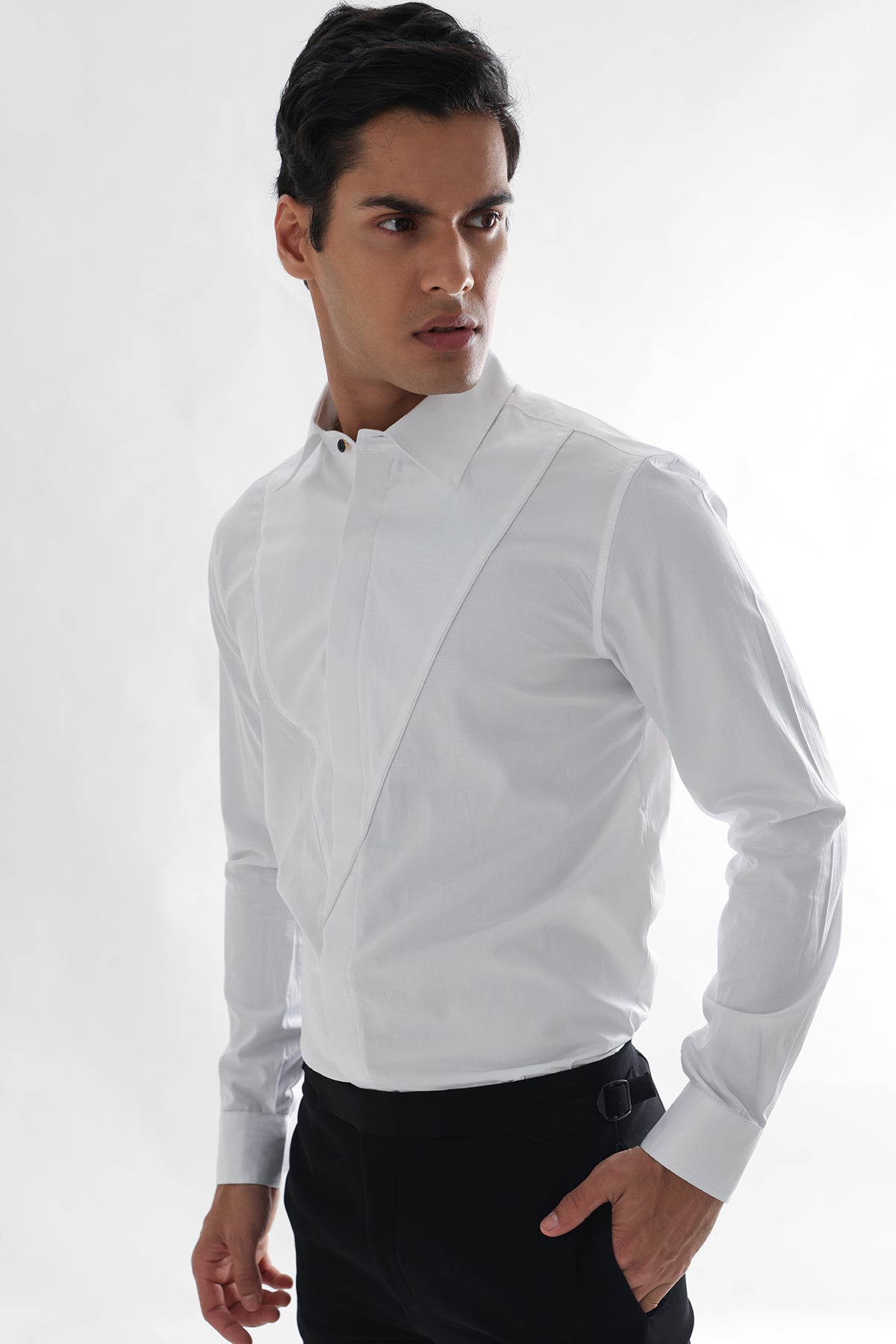 White V Shaped Detailed Shirt