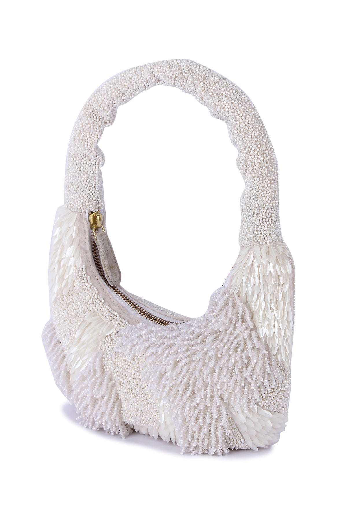 White Velvet Embroidered Purse