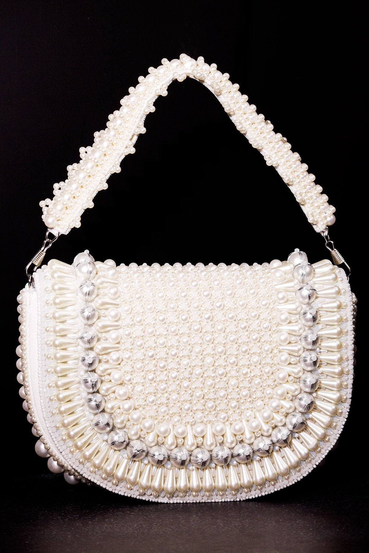Buy White Velvet Pearl Work Clutch for women by the Purple sack online available at scrollnshops