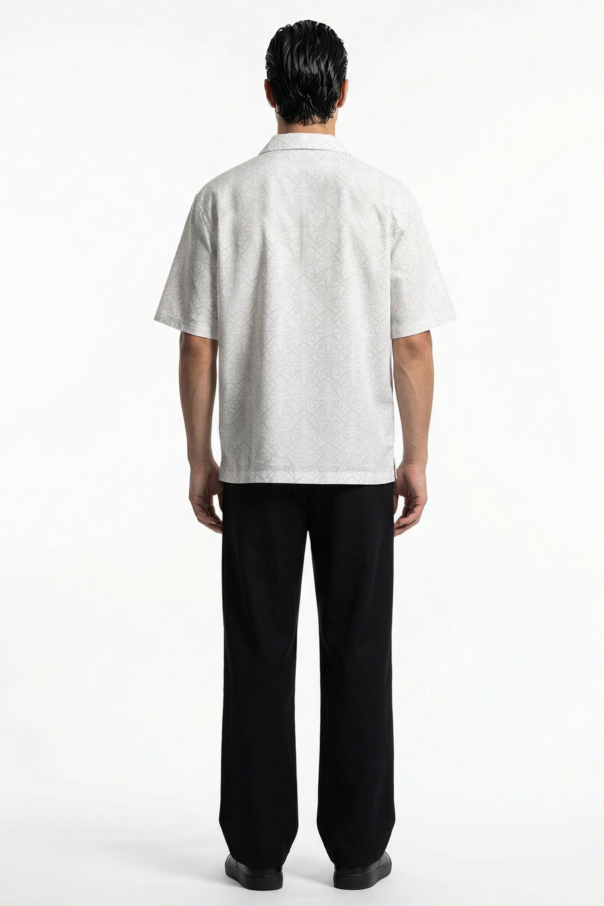 White Viscose Collared Shirt