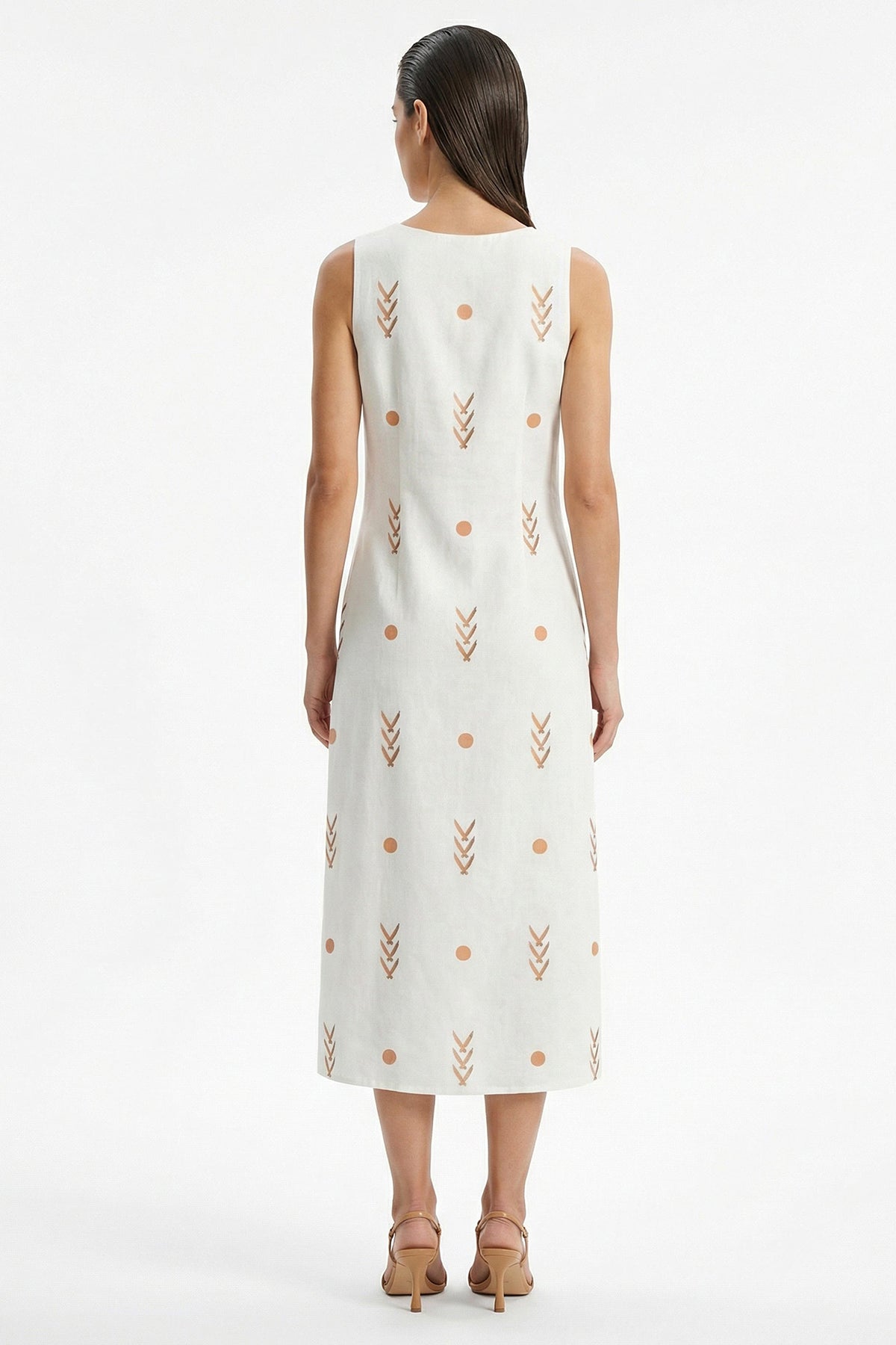 White Viscose Fluid Midi Dress