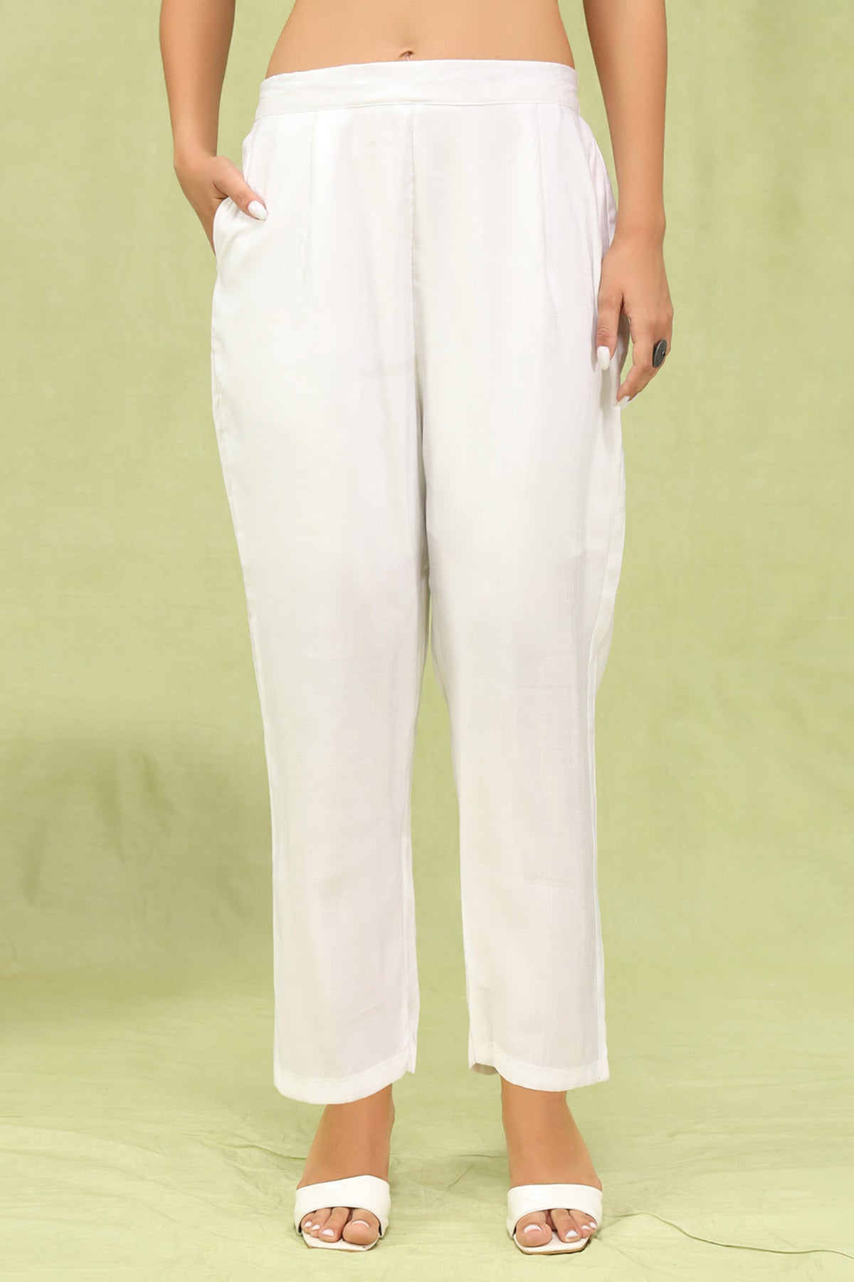 White Viscose Roman Kurta Set