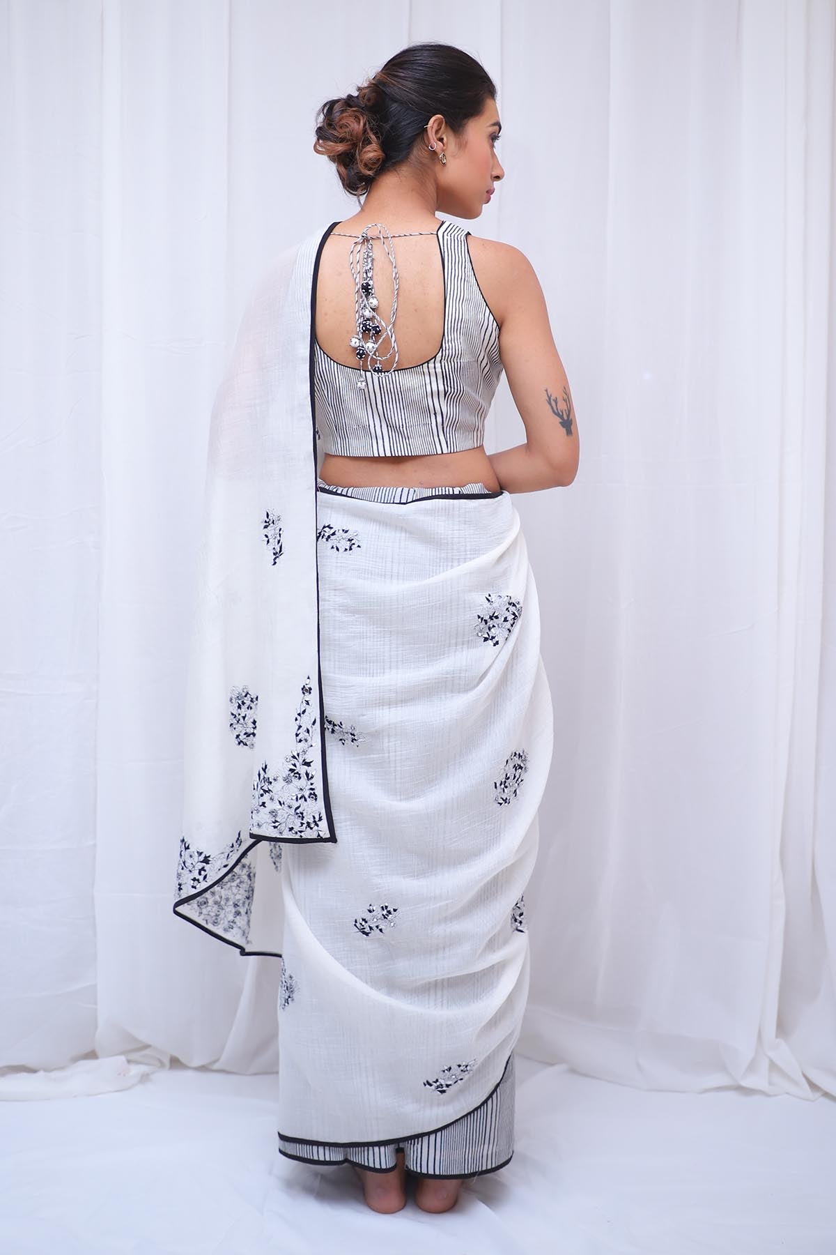 White Zardosi Embroidered Saree