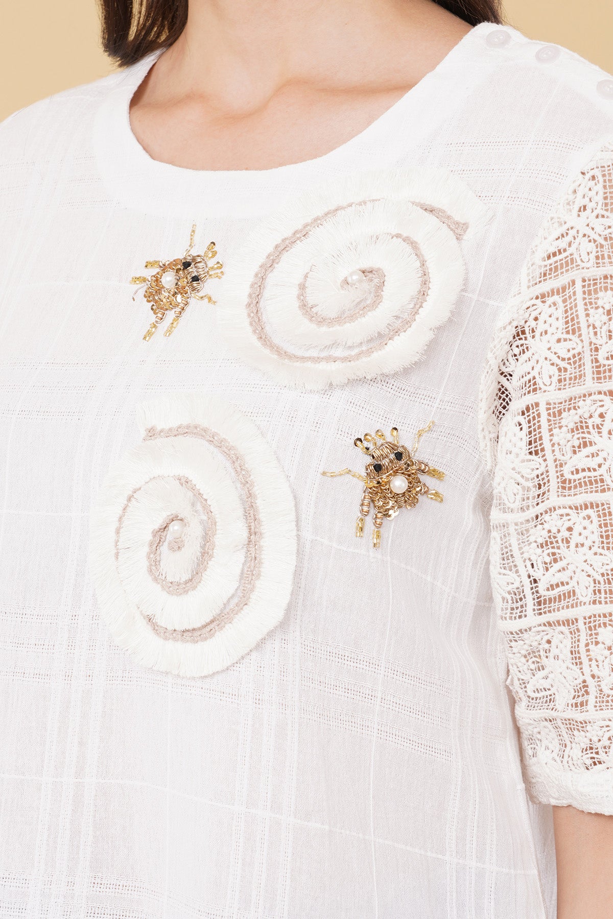 White Zardosi Embroidered Top