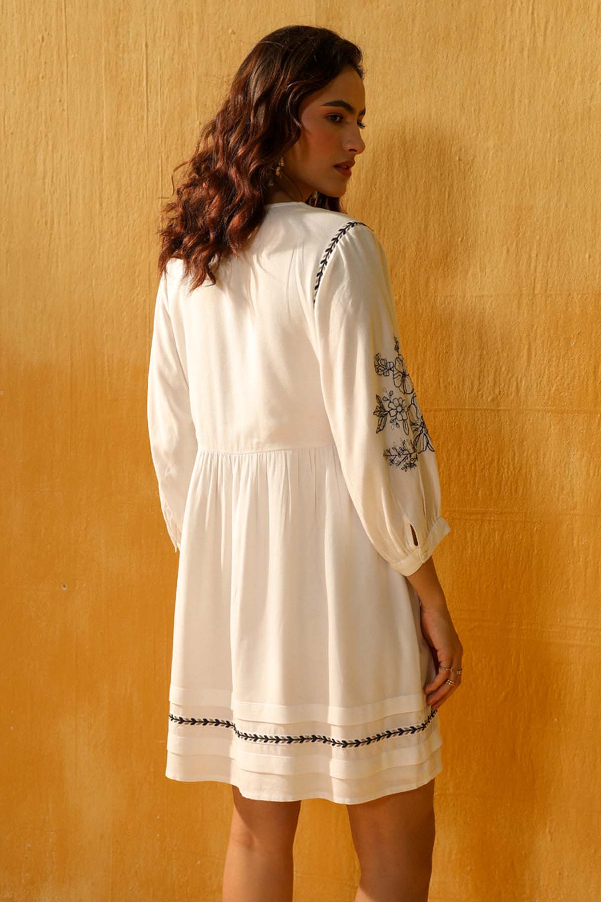 White Zari Embroidered Dress