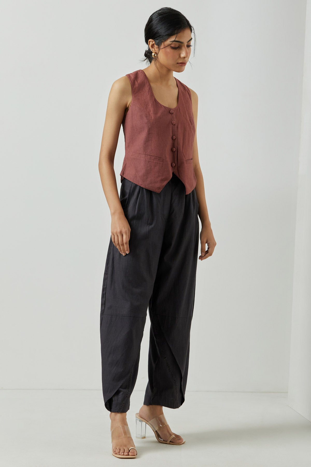 Wine Asymmetrical Coat