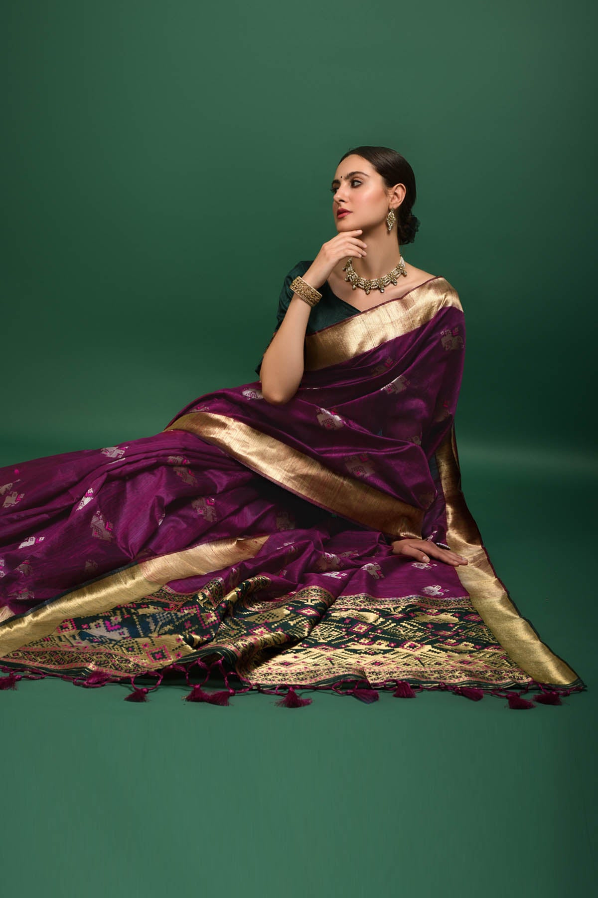 Wine Zari Woven Saree