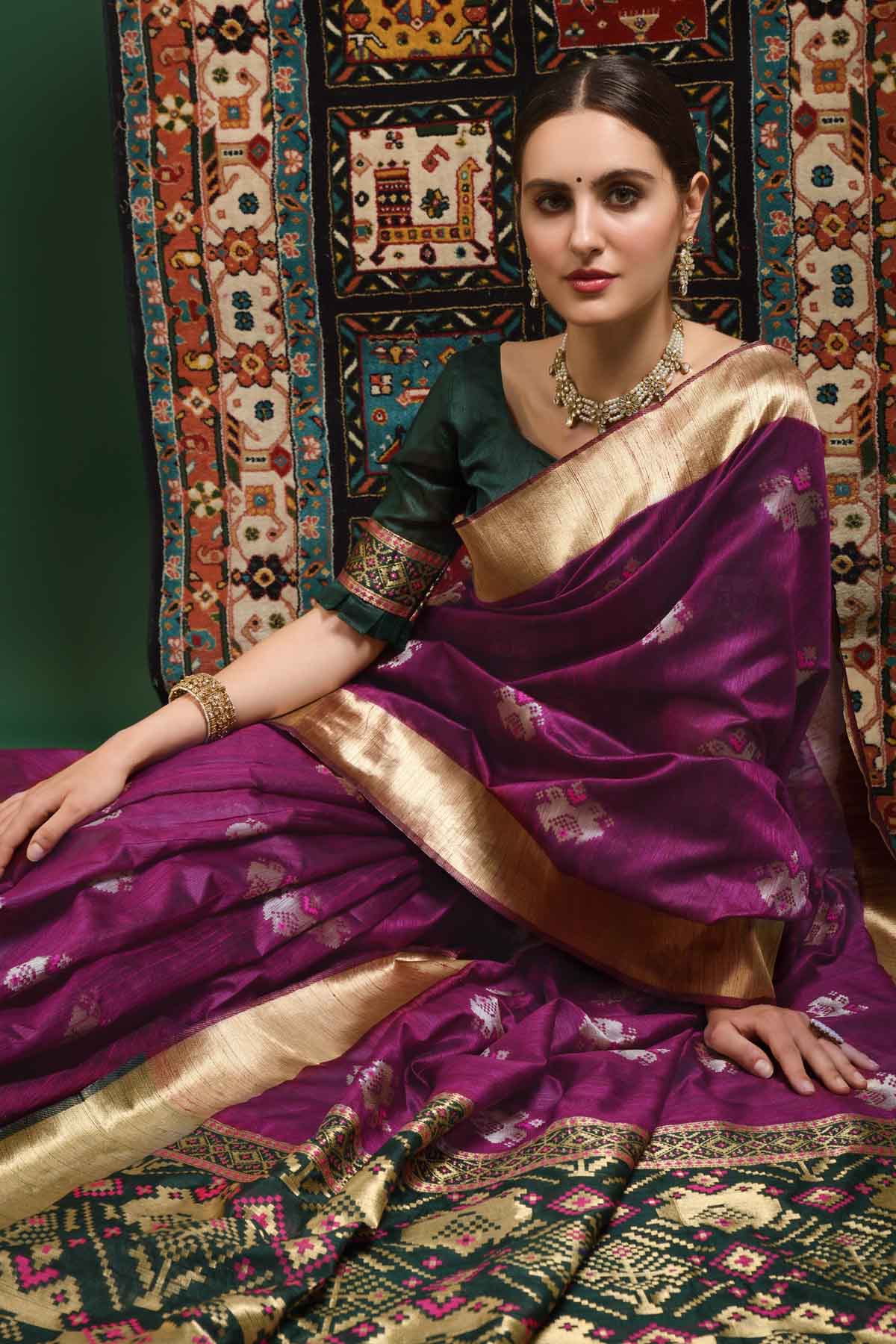 Wine Zari Woven Saree