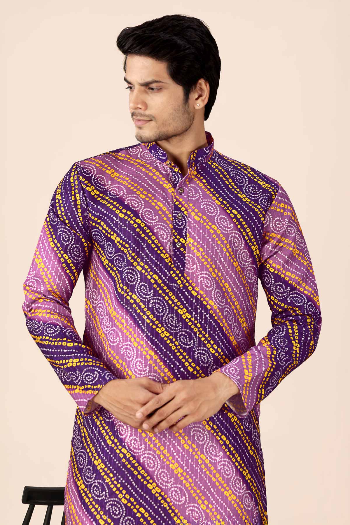 Buy Wine And Purple Bandhani Kurta for women by Priyanka Jain online available at scrollnshops