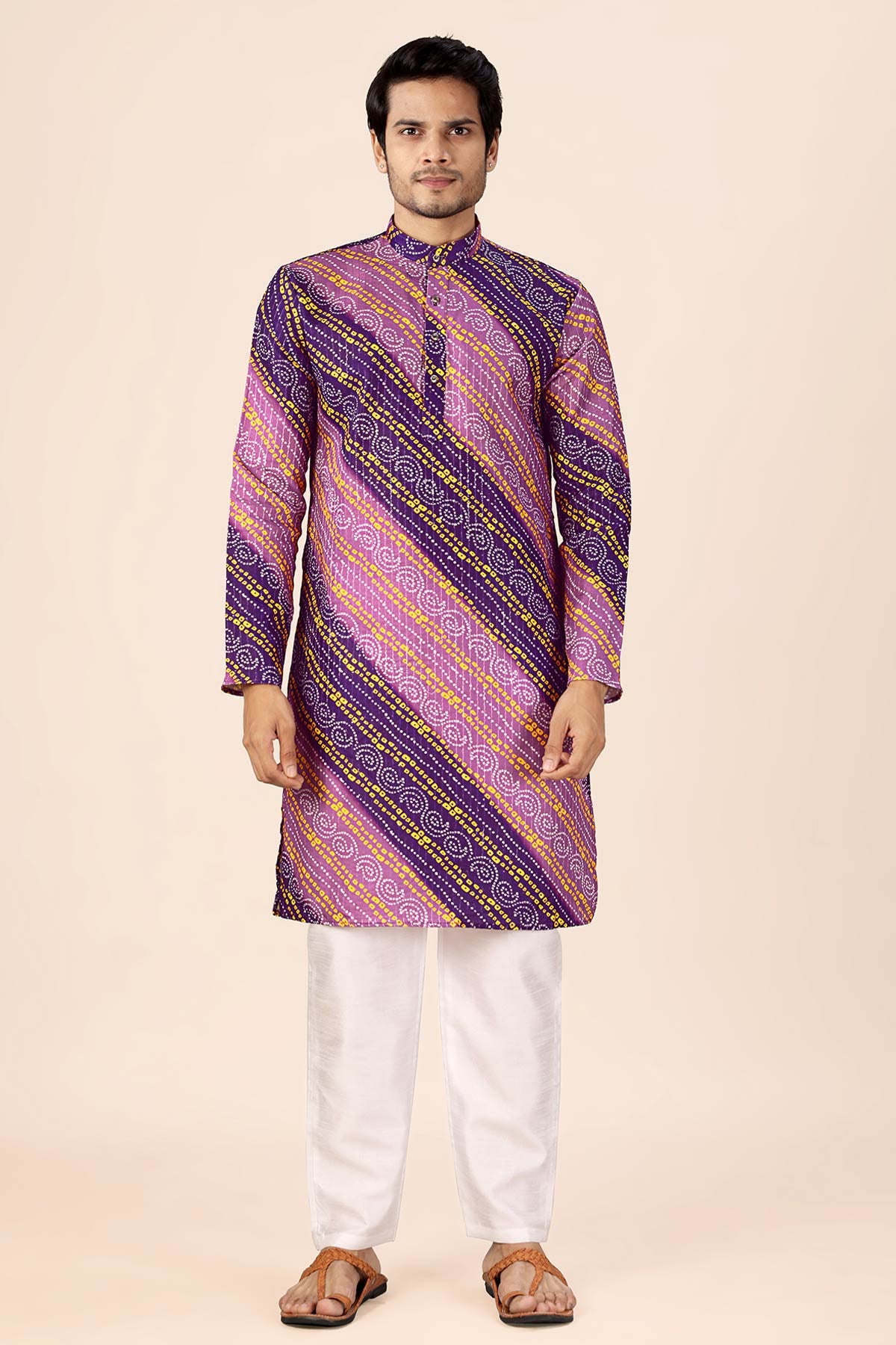 Wine And Purple Bandhani Kurta