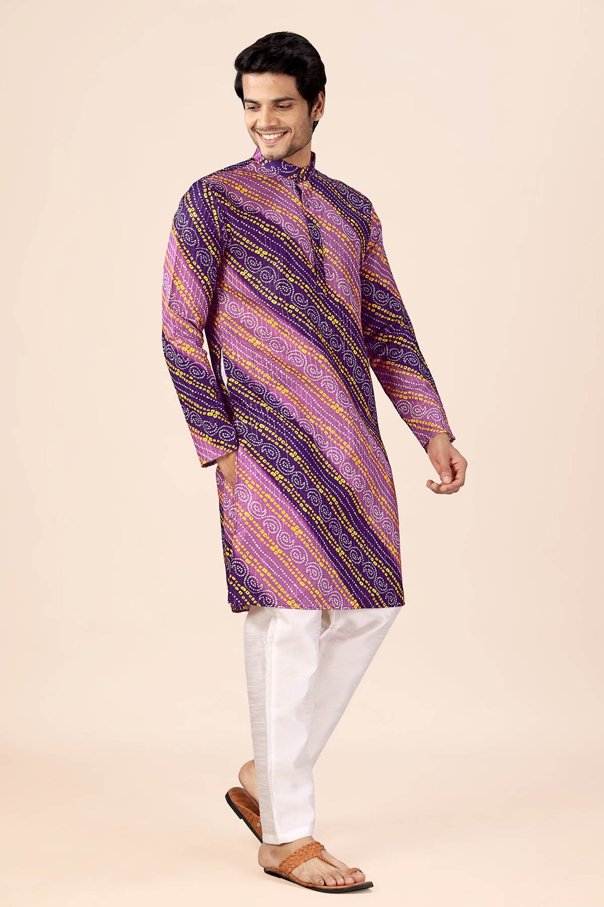 Wine And Purple Bandhani Kurta