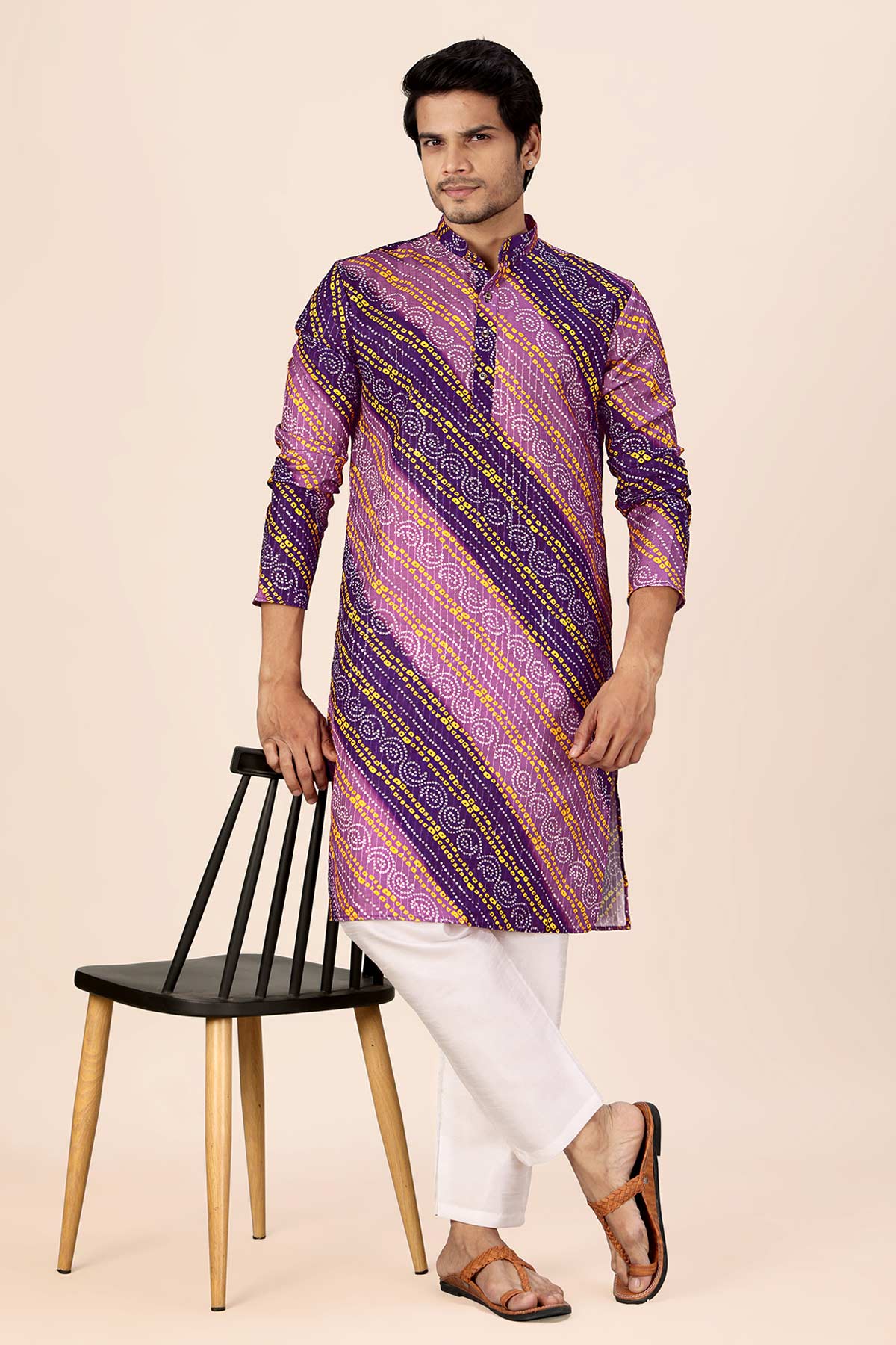 Wine And Purple Bandhani Kurta