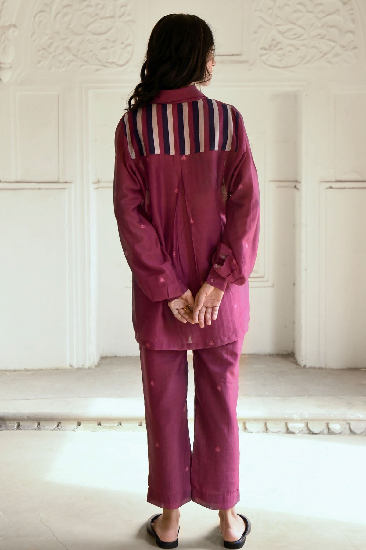 Wine Chanderi Silk Co-ord Set