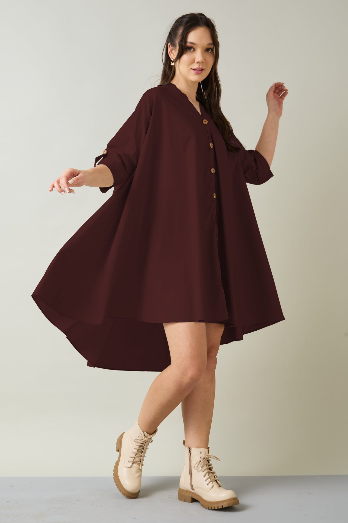 Buy Wine Cotton Oversized Dress for Women by SNEHA B Designer online available at scrollnshops