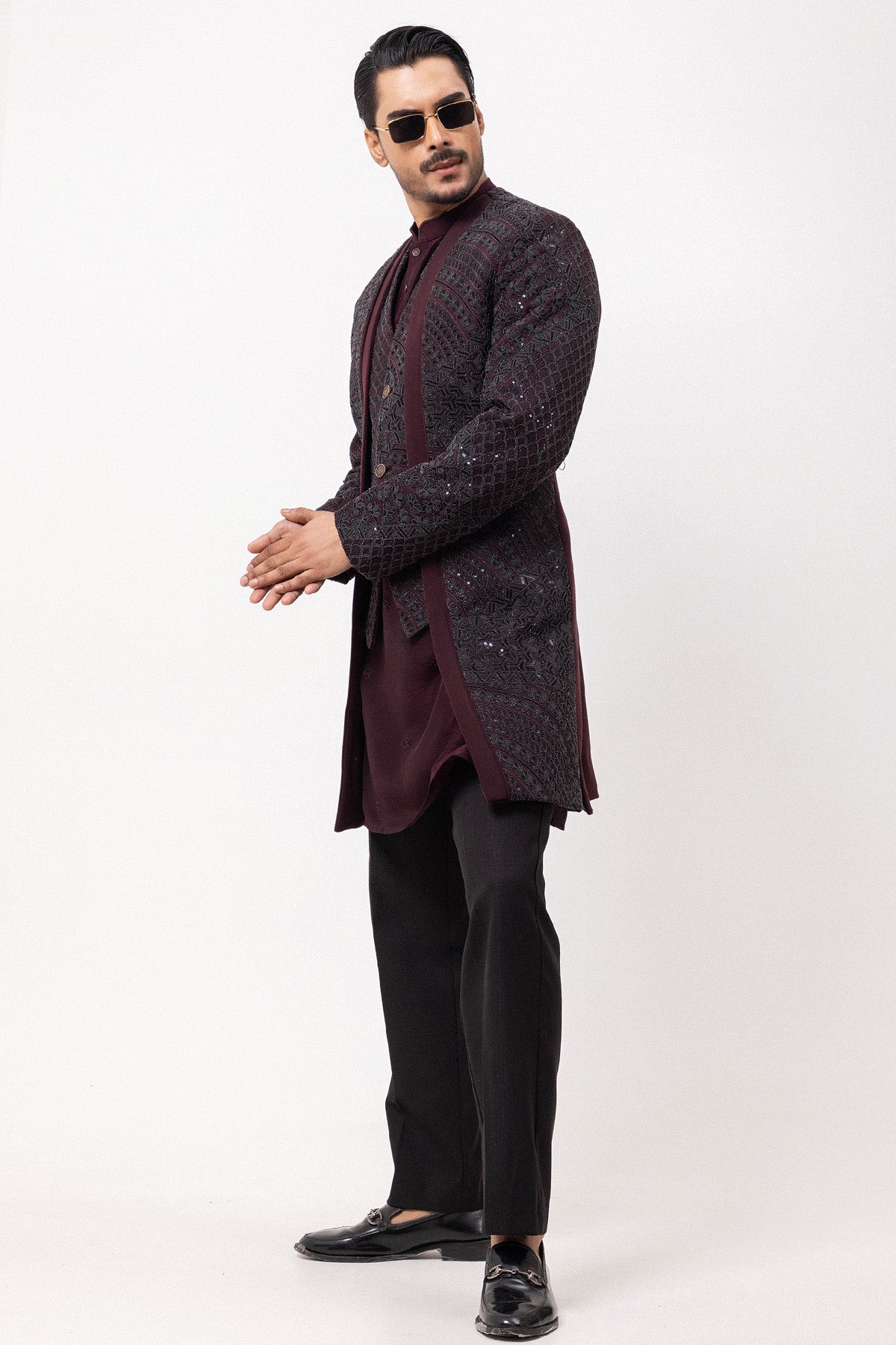 Wine Dori And Sequins Jakcet