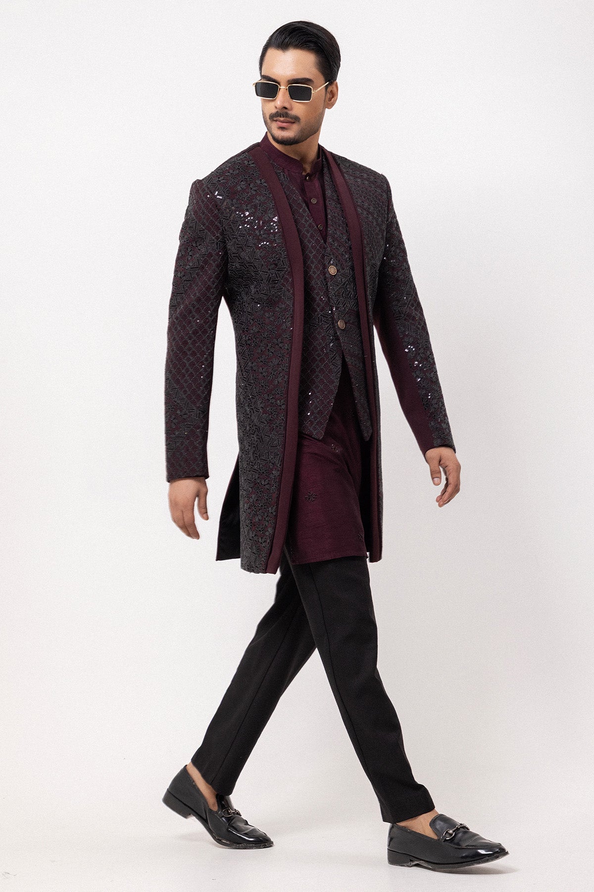 Wine Dori And Sequins Jakcet