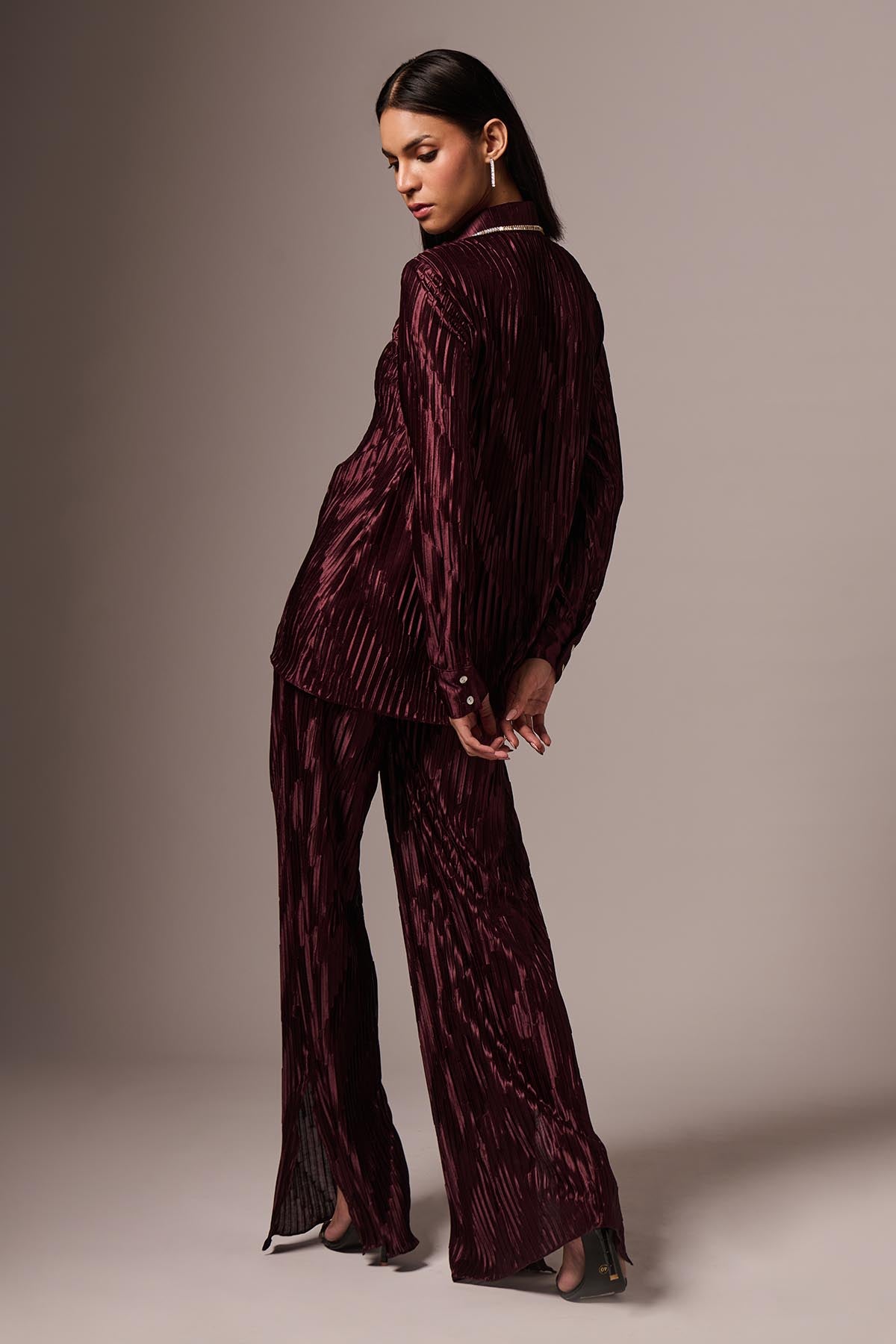 Wine Embellished Co-ord Set