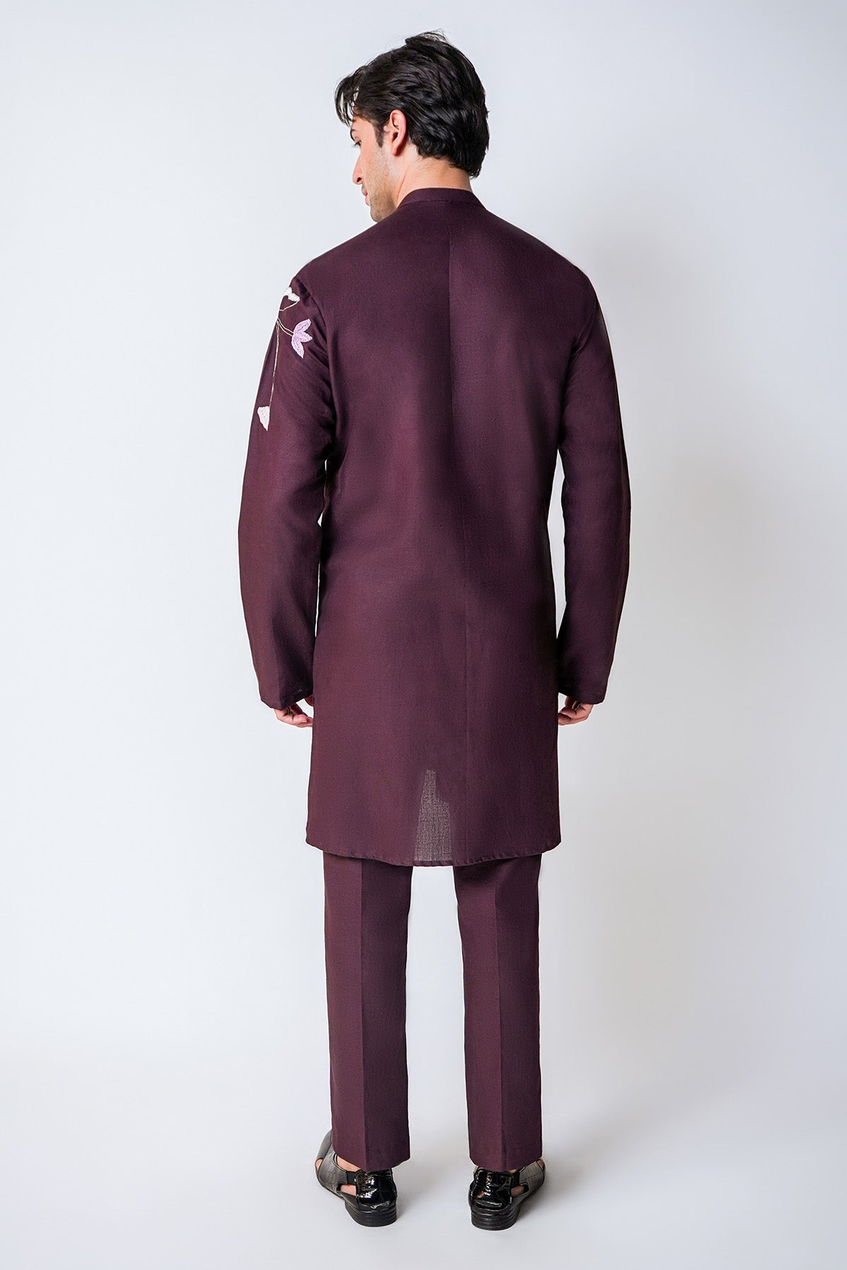 Wine Embroidered Kurta & Pants