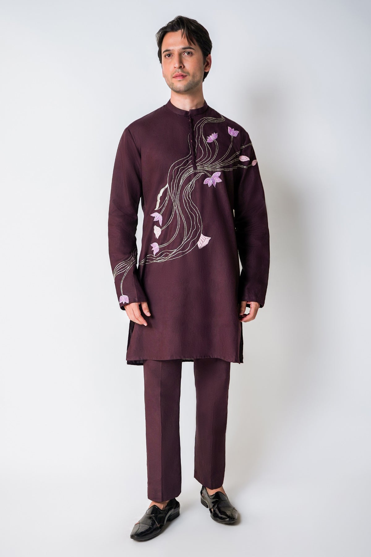 Buy Wine Embroidered Kurta & Pants for men by House of Sheriff online available at scrollnshops