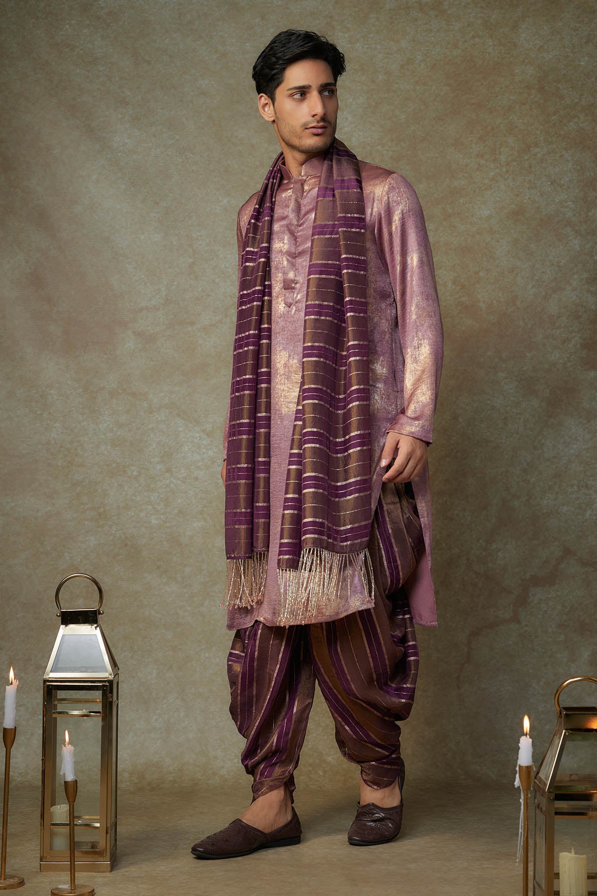 Wine Full Sleeves Kurta Set