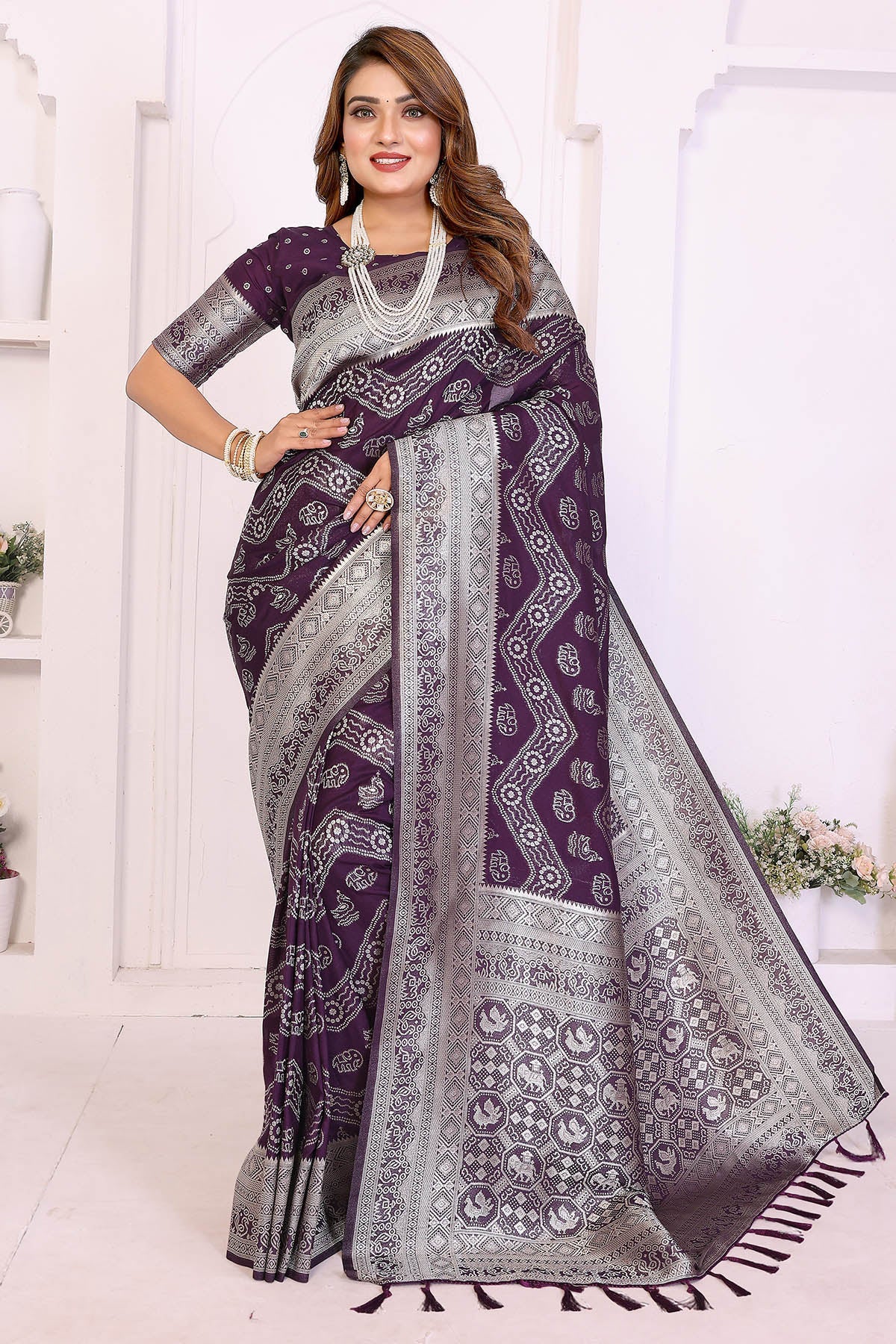 Buy Wine Georgette Silk Zari Saree for women by Aastha Fashion online available at scrollnshops