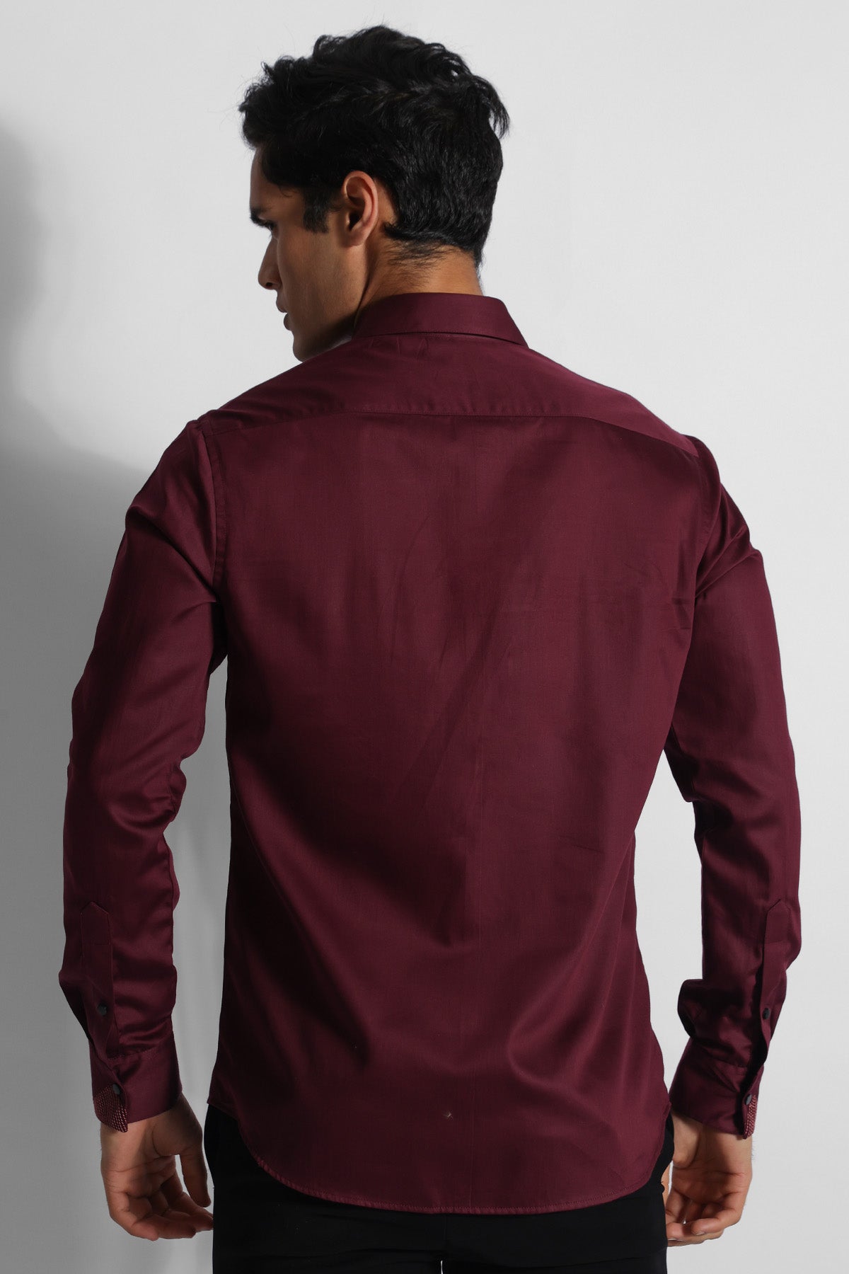 Wine Giza Cotton Thread Shirt
