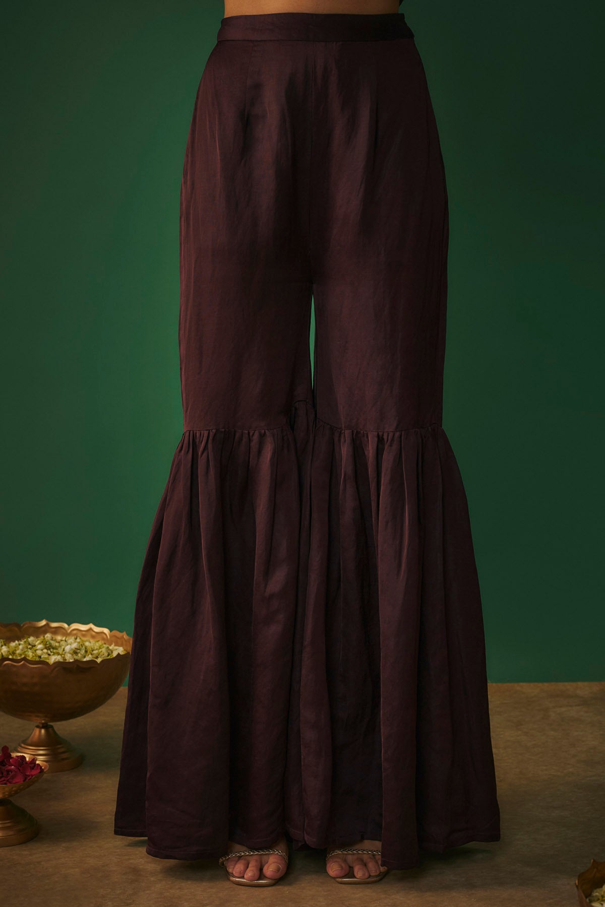 Wine High Low Kurta & Sharara