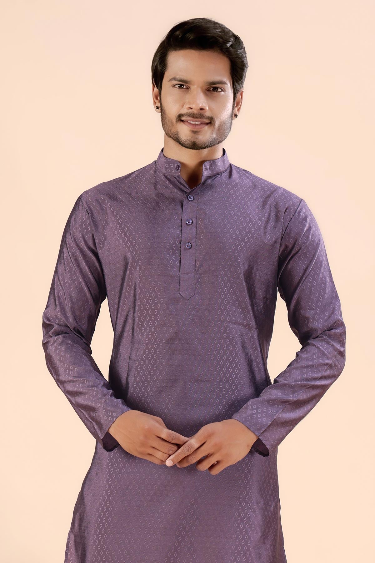 Wine Jhimi Silk Zari Work Kurta