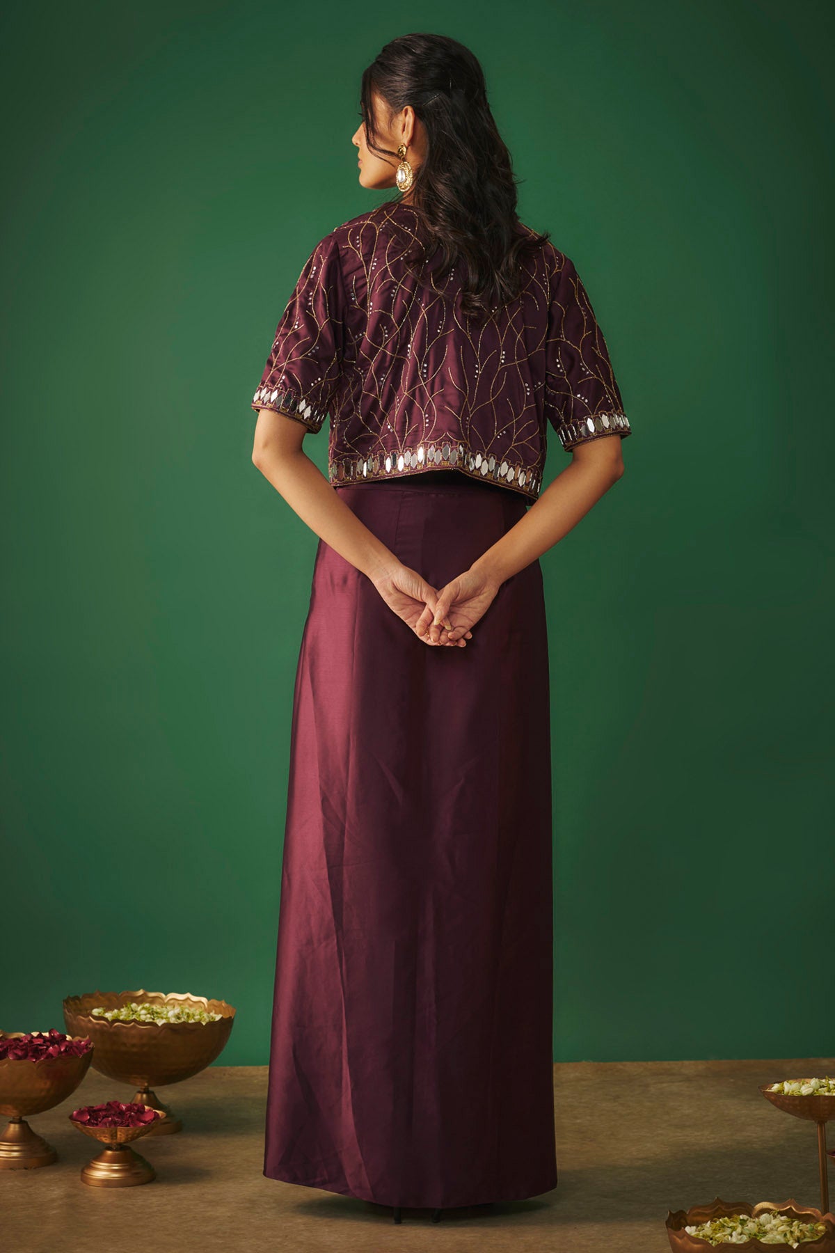 Wine Mirror Indo-Western Set