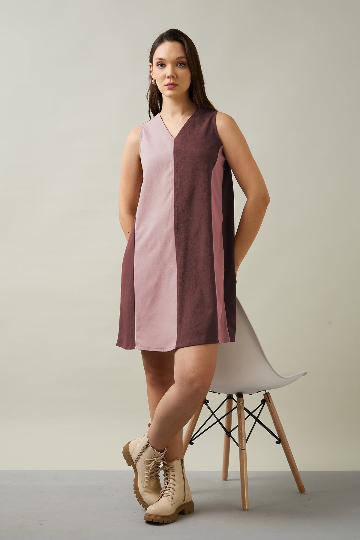 Buy Wine & Pink Colourblock Dress for Women by SNEHA B Designer online available at scrollnshops