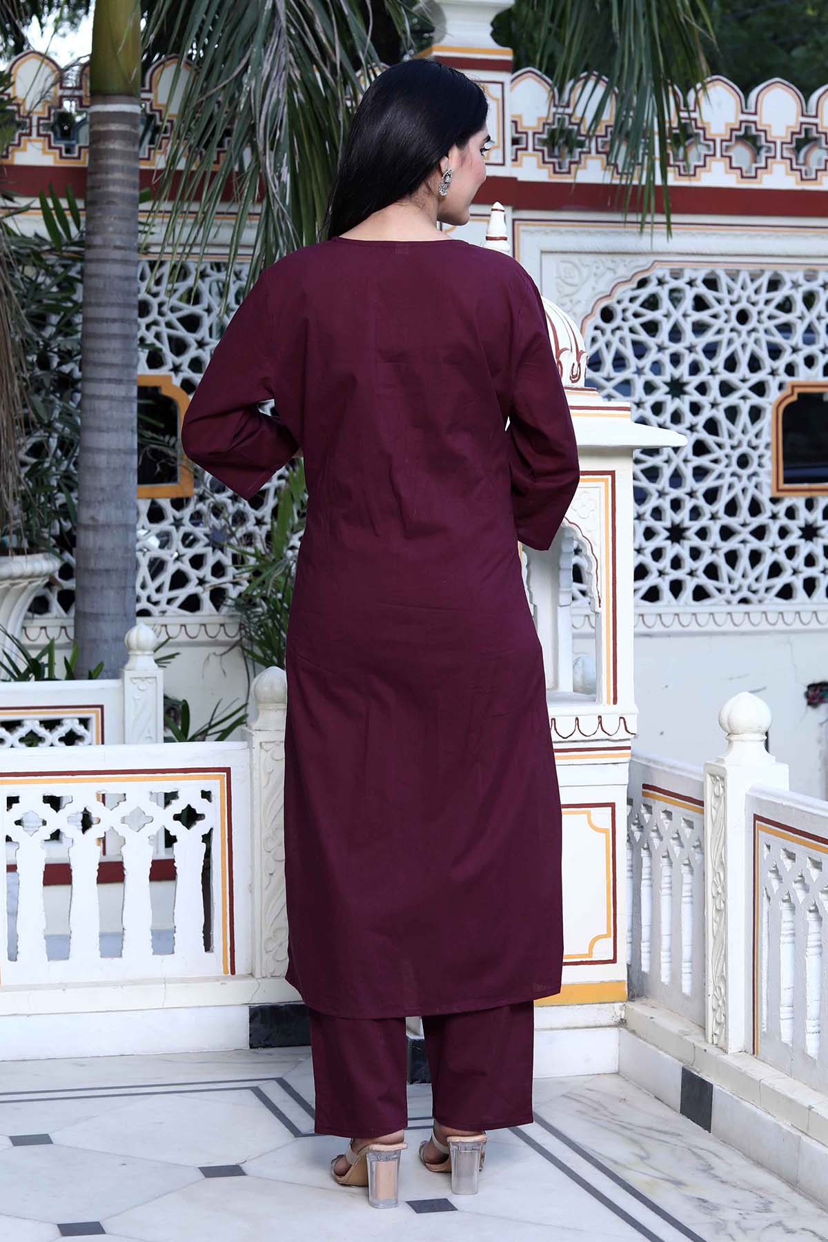 Wine Pintuck Kurta & Palazzo