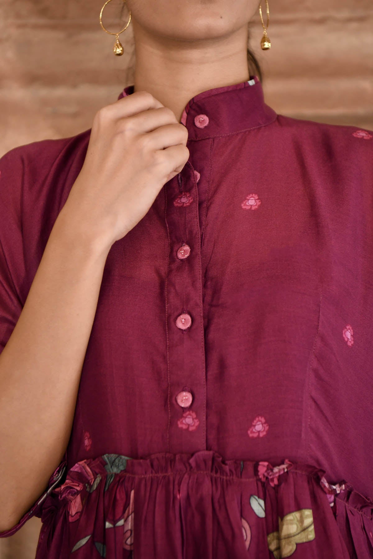 Wine Red Chanderi Silk Kurta Set