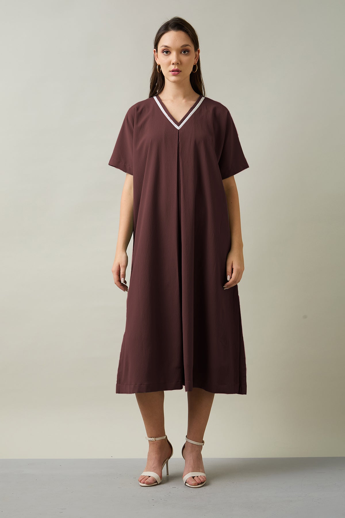 Buy Wine Relaxed Fit Midi Dress for Women by SNEHA B Designer online available at scrollnshops