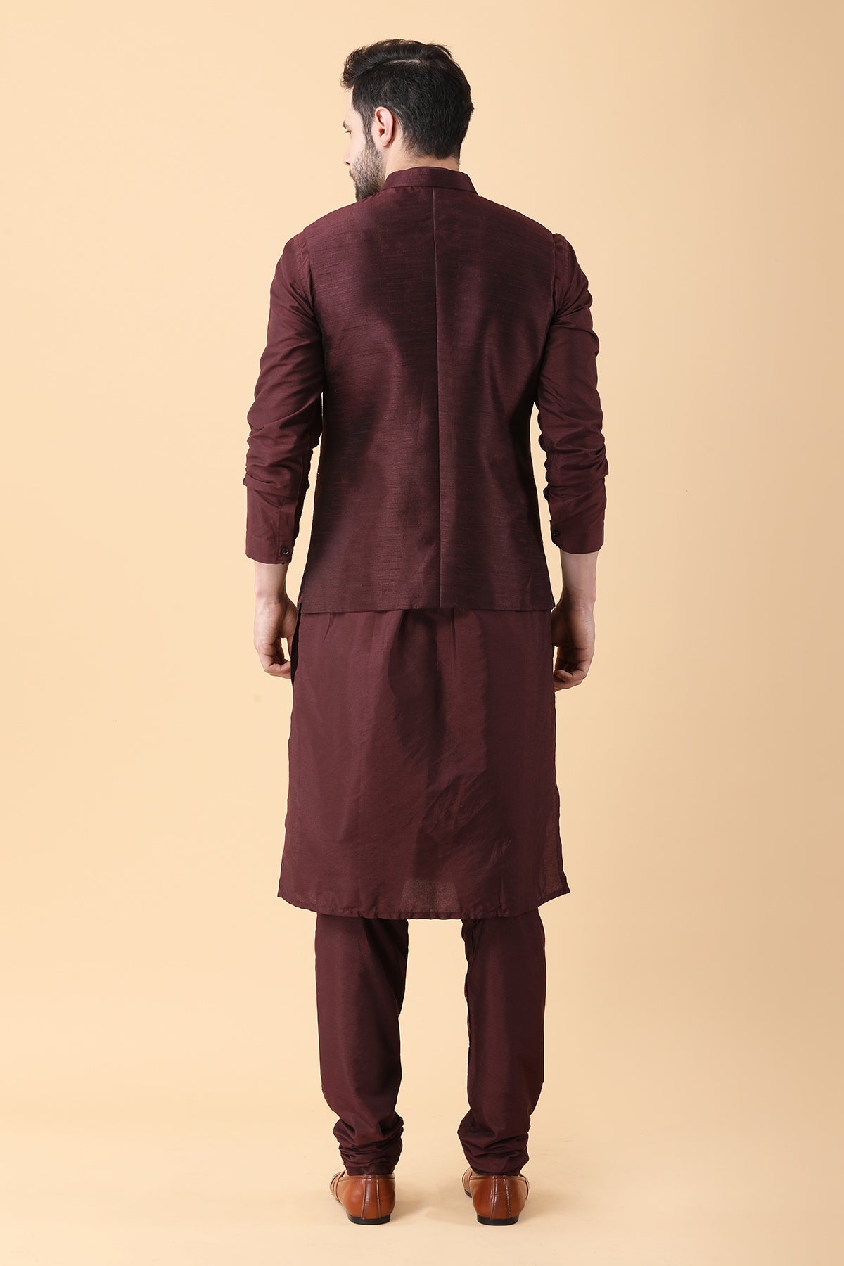 Wine Sequins Work Bundi Set