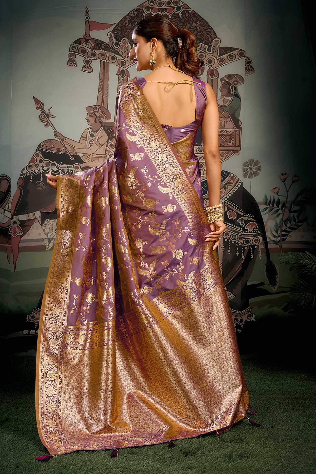 Wine Soft Silk Zari Woven Saree