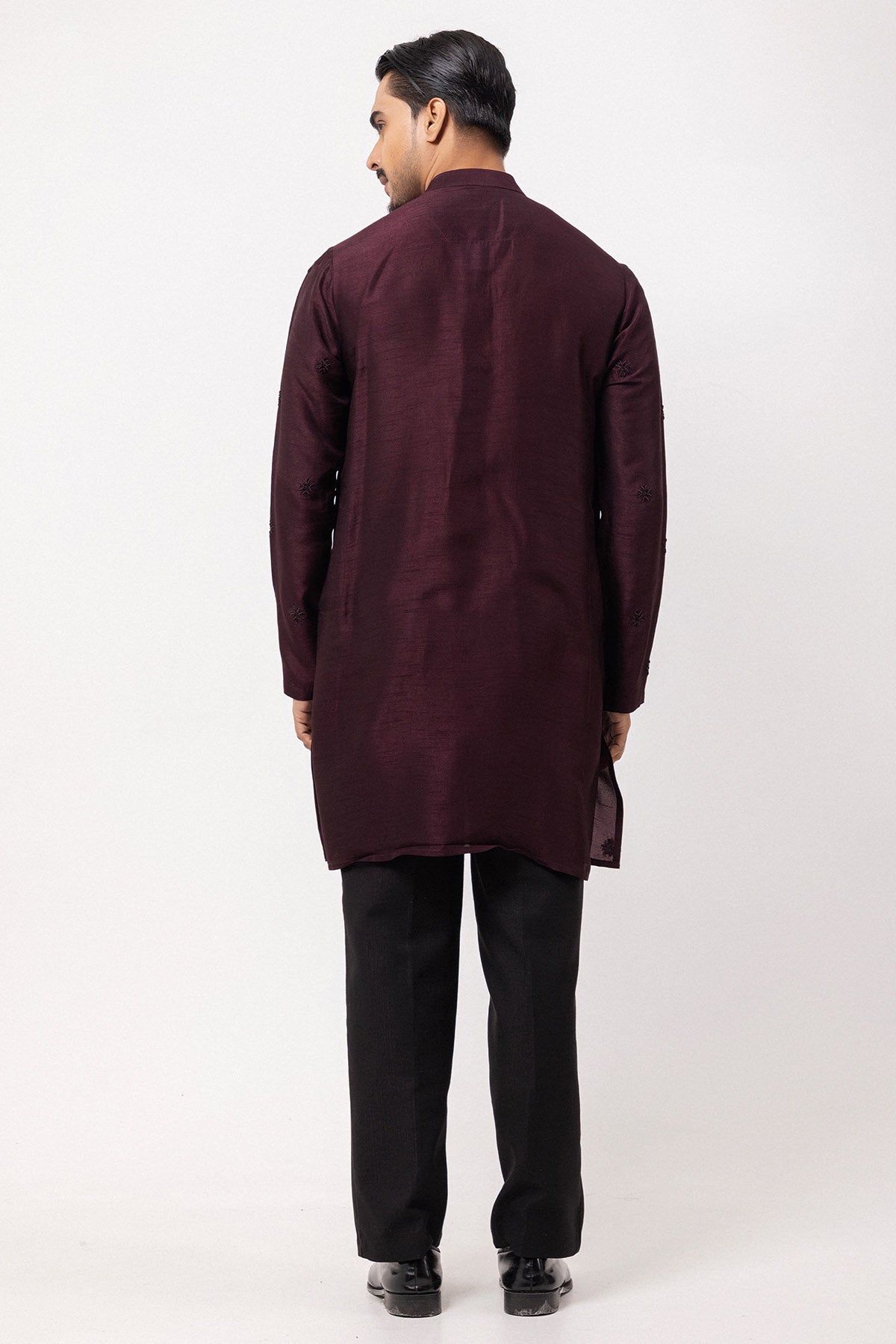 Wine Square Embroidered Kurta