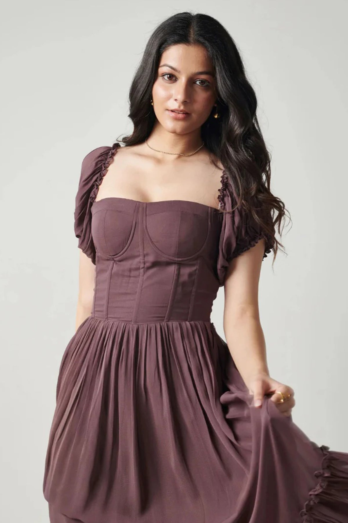 Wine Sweetheart Neckline Dress
