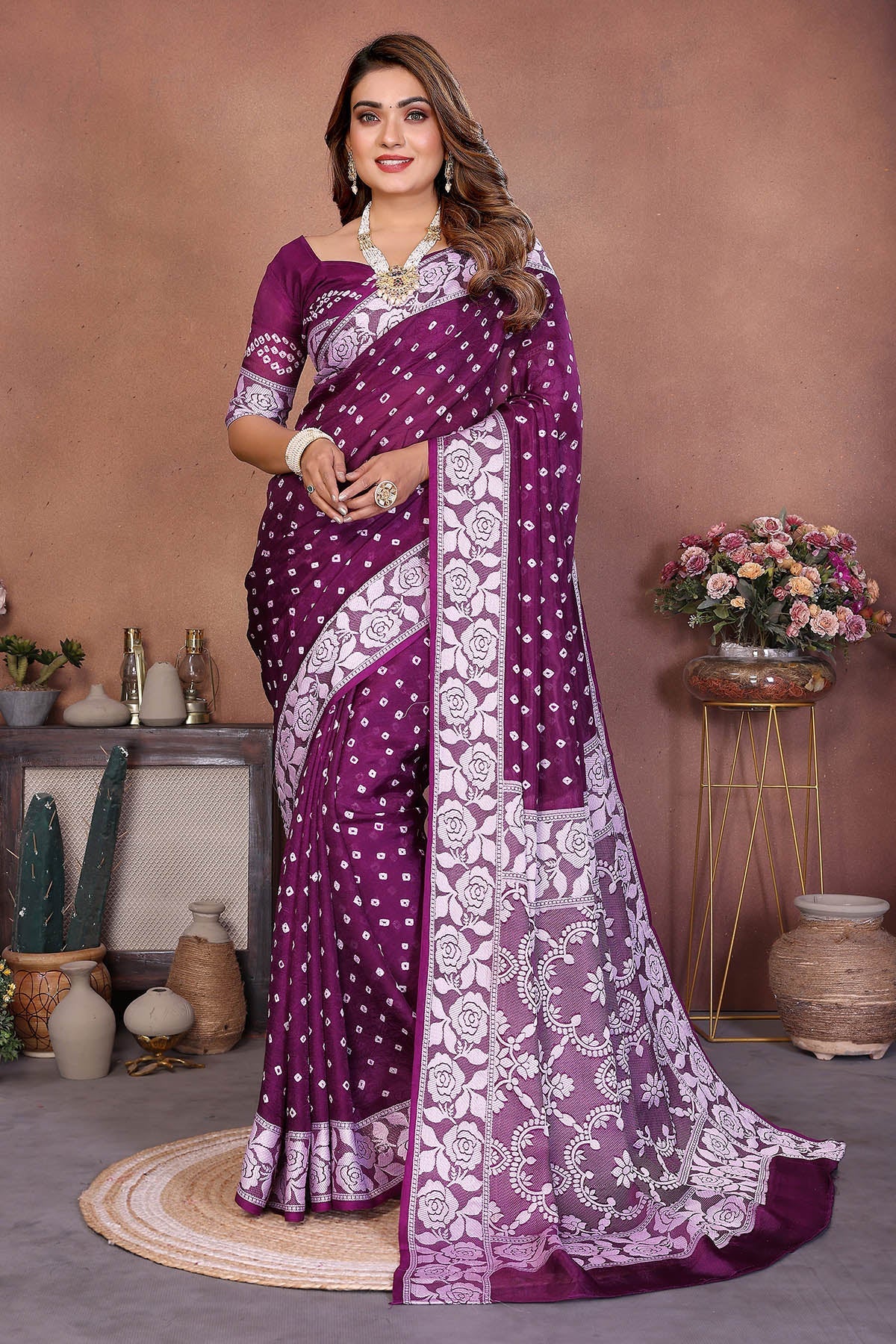 Buy Wine Viscose Silk Fancy Saree for women by Aastha Fashion online available at scrollnshops