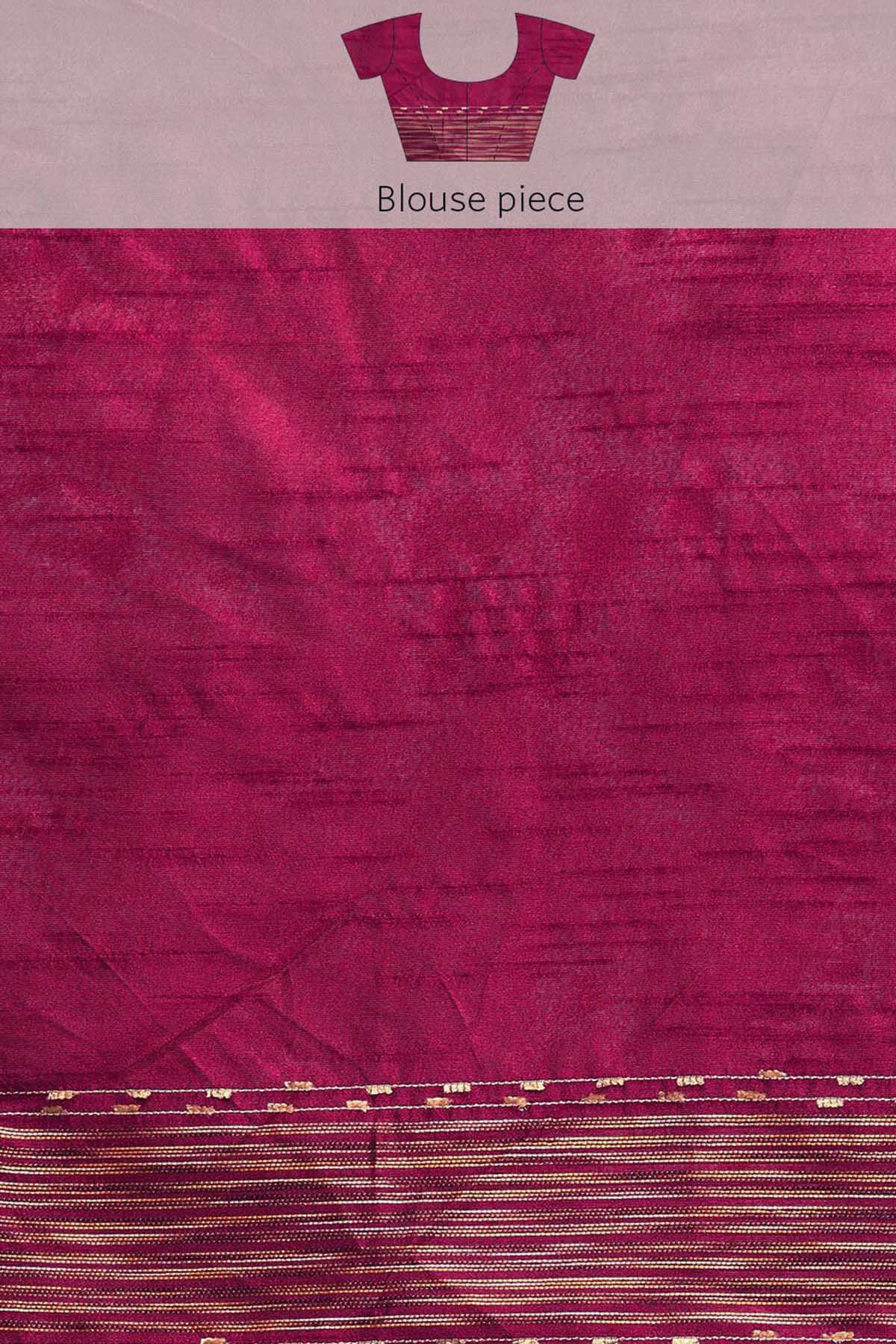 Wine Woven Butti Work Saree