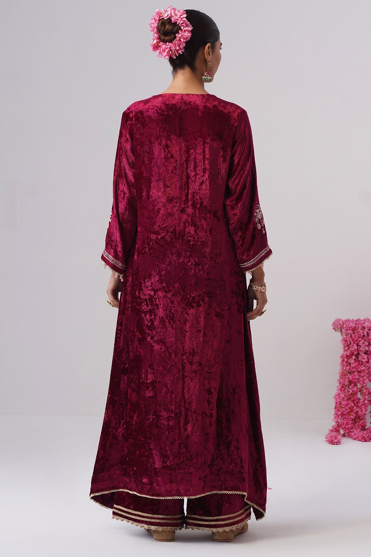 Wine Zardozi Kurta And Pants