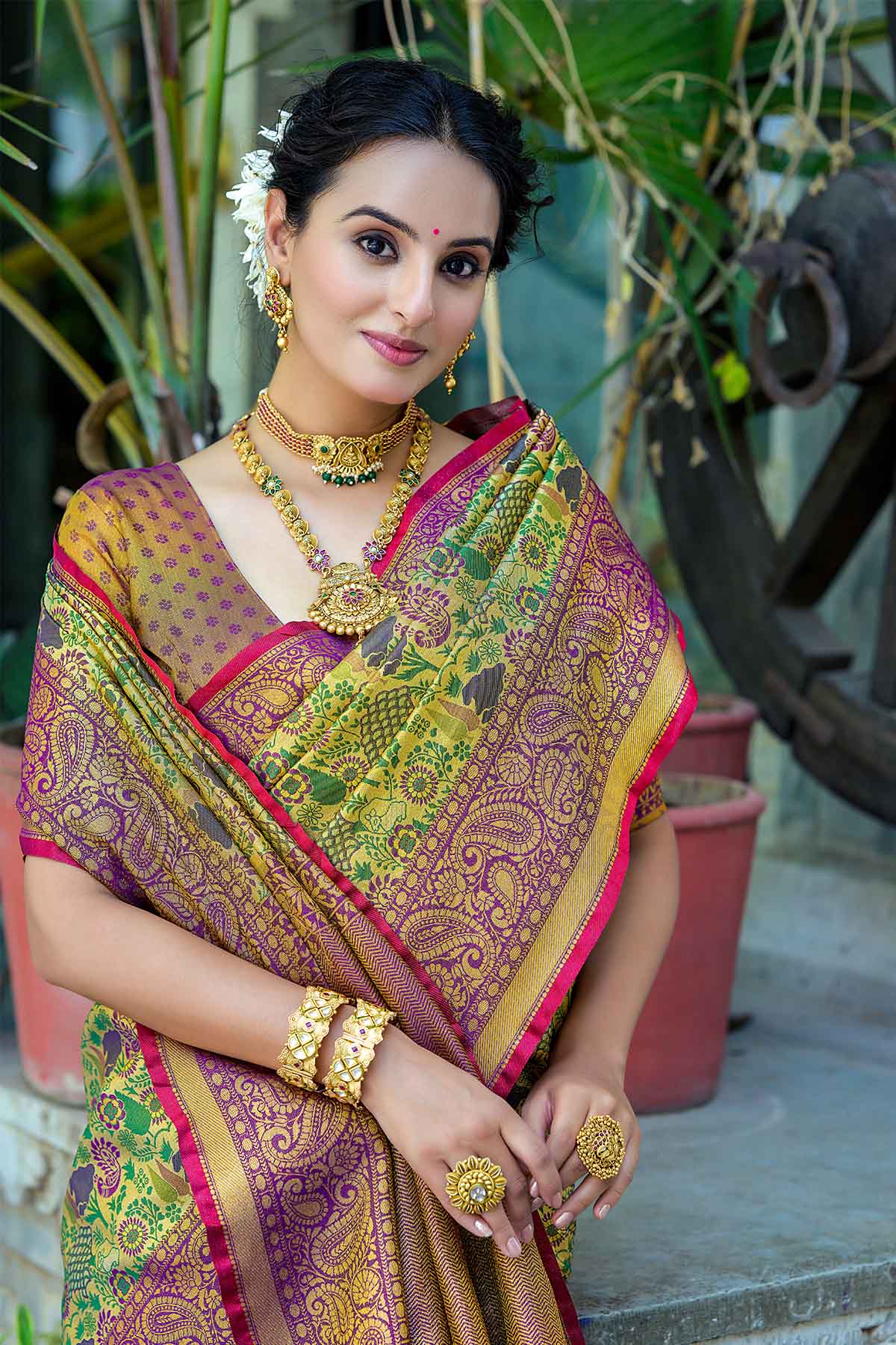 Wine Zari Woven Design Saree