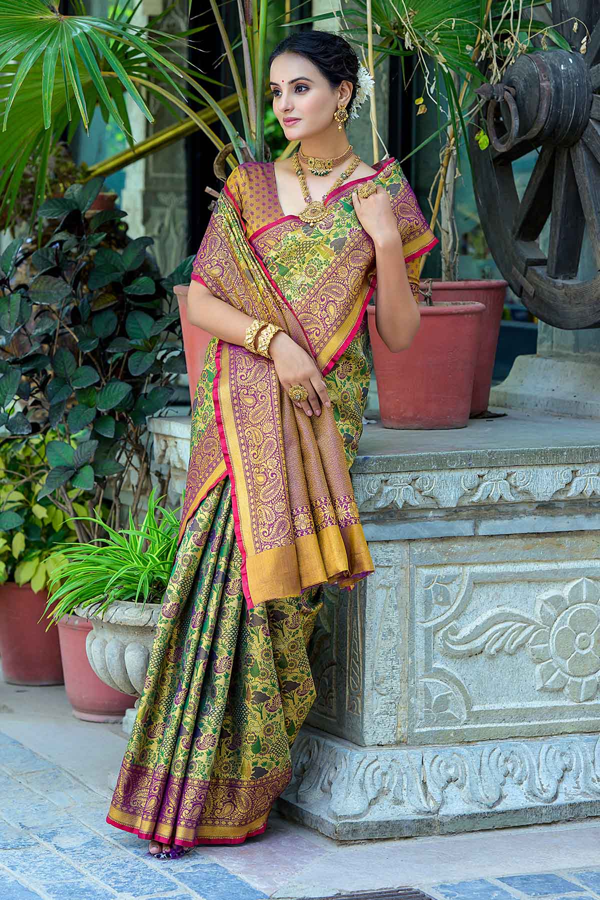 Wine Zari Woven Design Saree