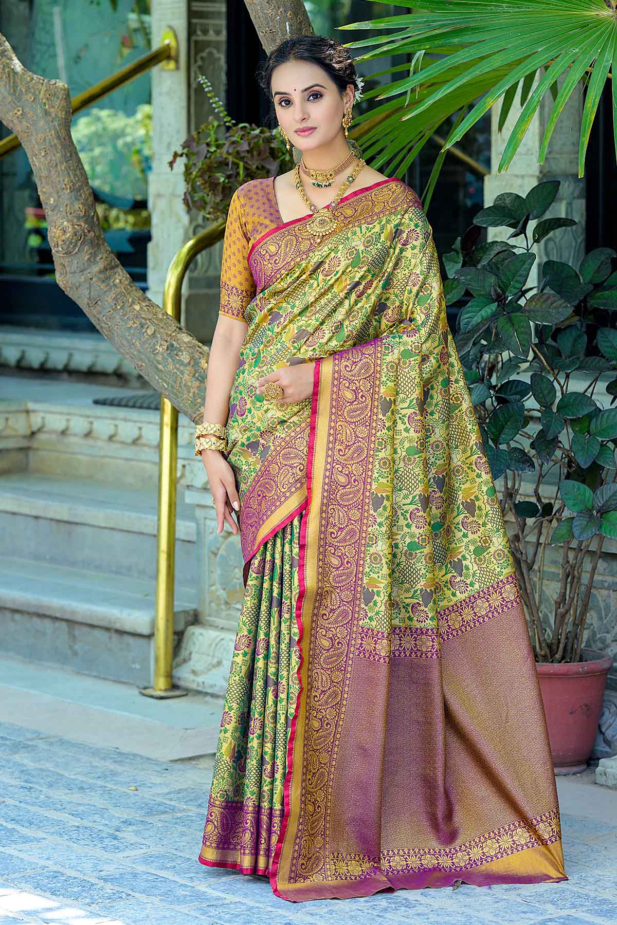 Buy Wine Zari Woven Design Saree by Lili Lala for women online at ScrollnShops