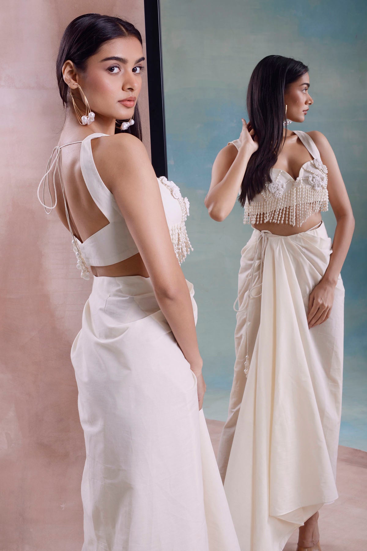 Wrap Draped Skirt & Floret Top