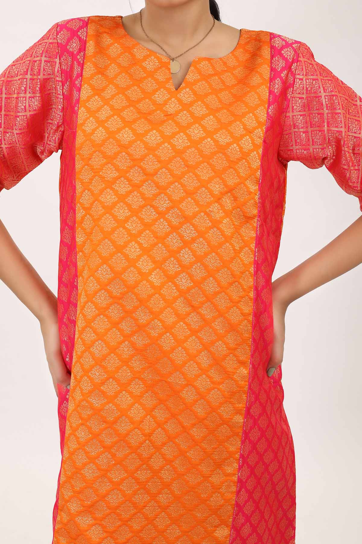 Yellow Brocade Silk Kurta Set