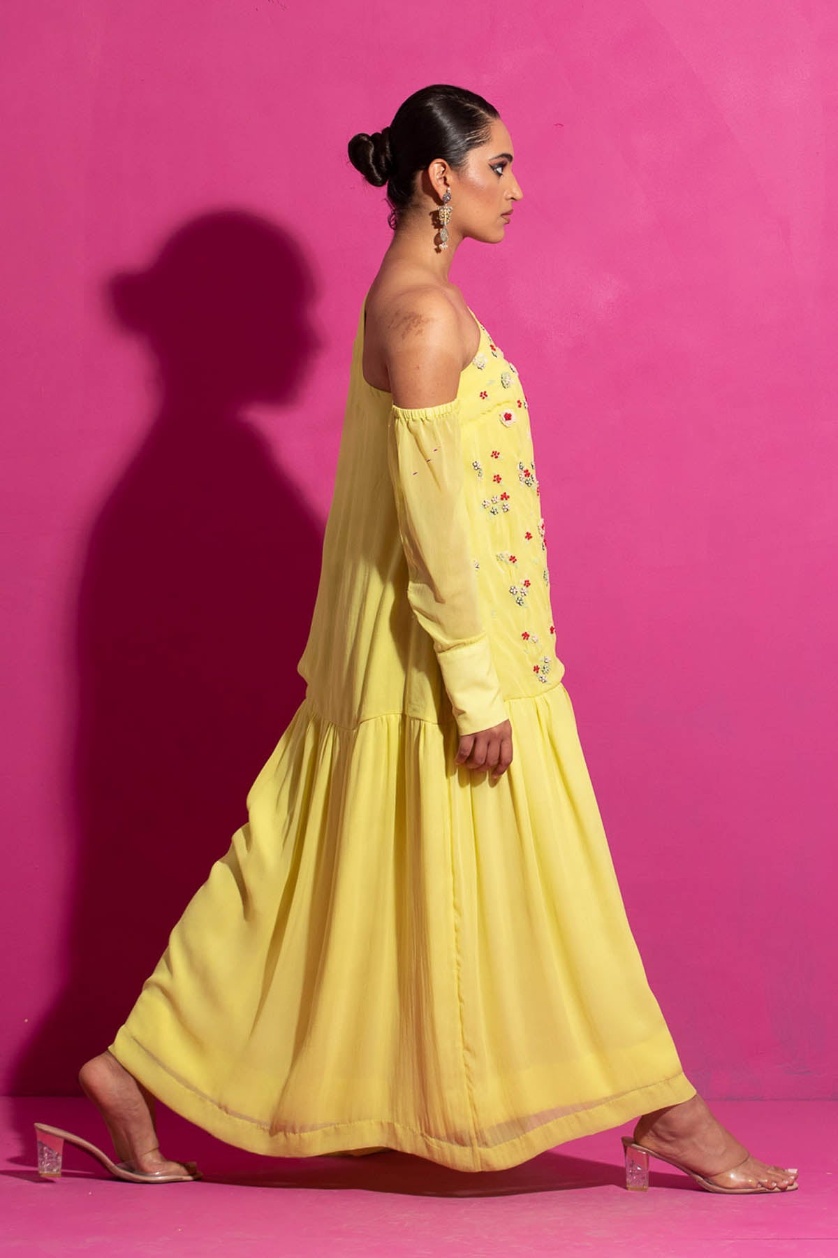Yellow Chanderi Silk Dress