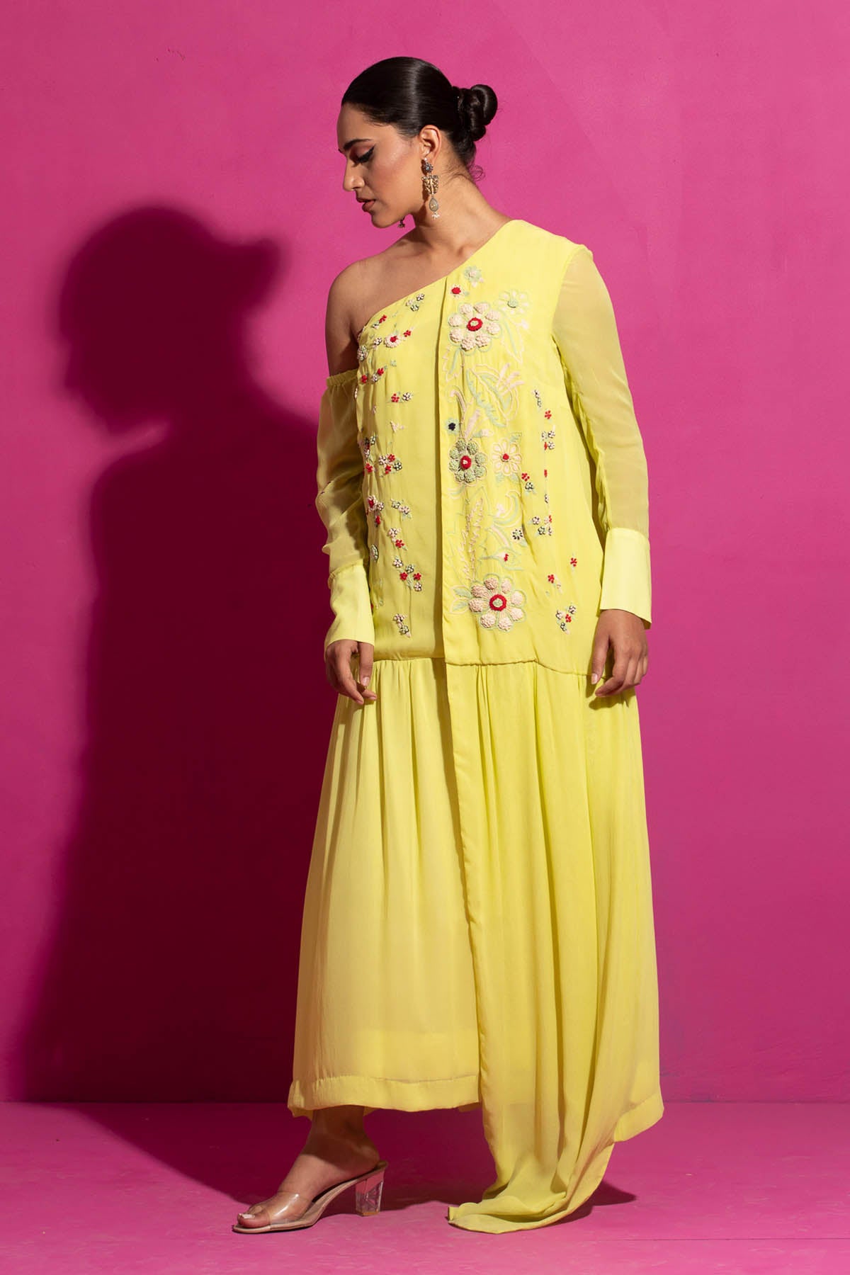 Yellow Chanderi Silk Dress