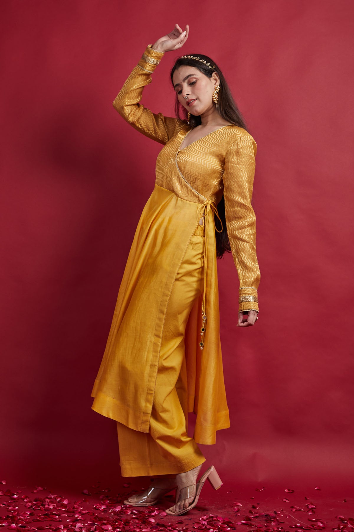 Yellow Chanderi Zari Anarkali Set