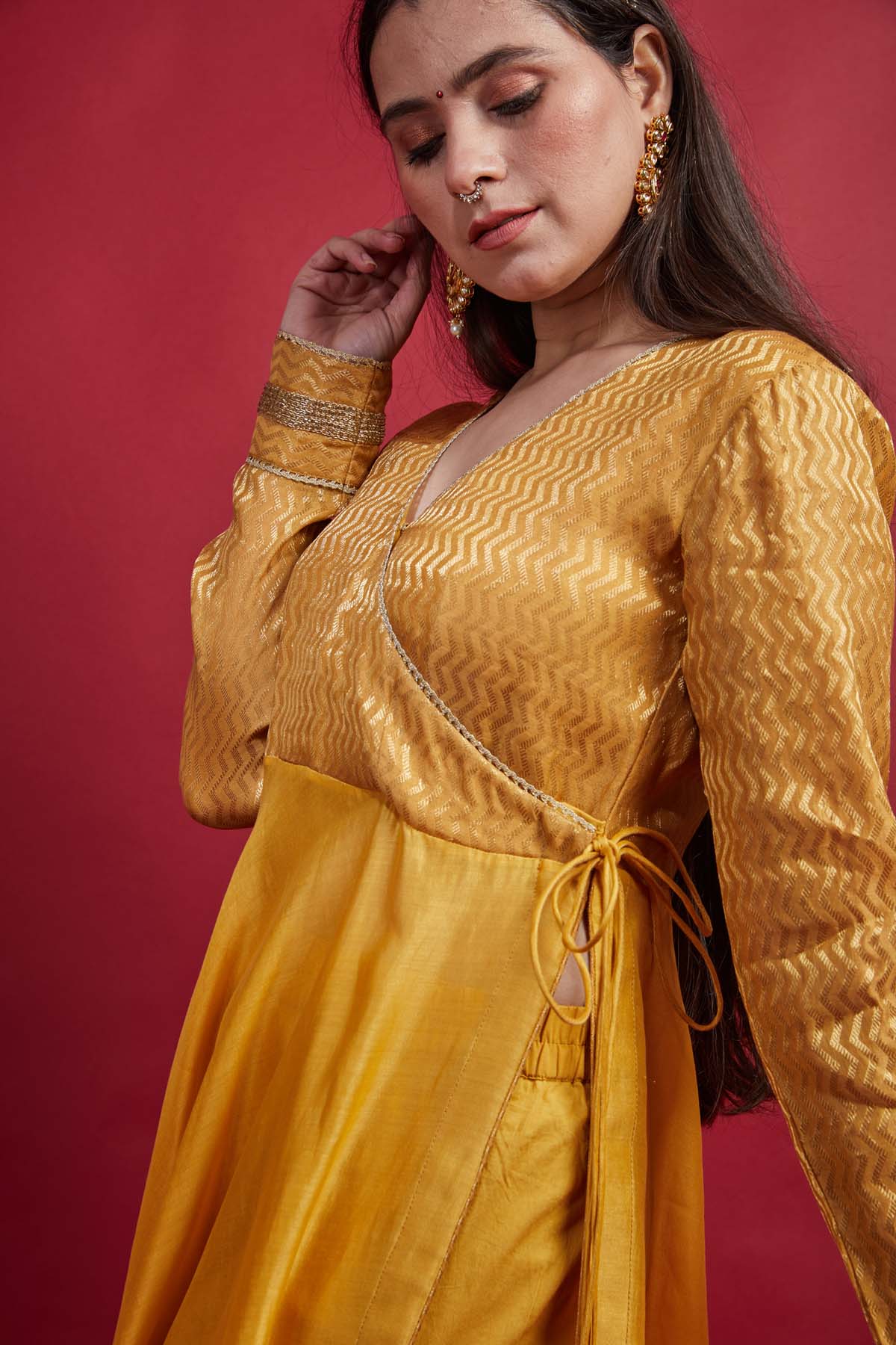 Yellow Chanderi Zari Anarkali Set