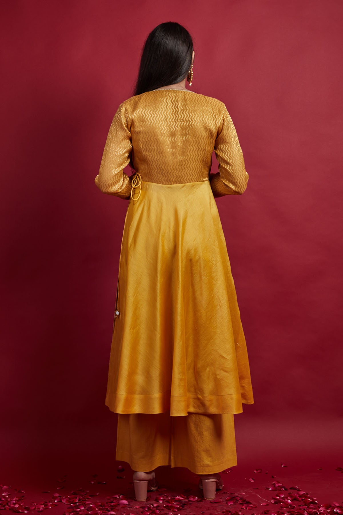 Yellow Chanderi Zari Anarkali Set